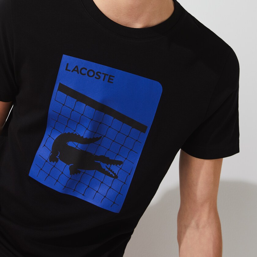 Camiseta Lacoste Masculino Pretas SPORT 3D Print Breathable NK5-09820Y1