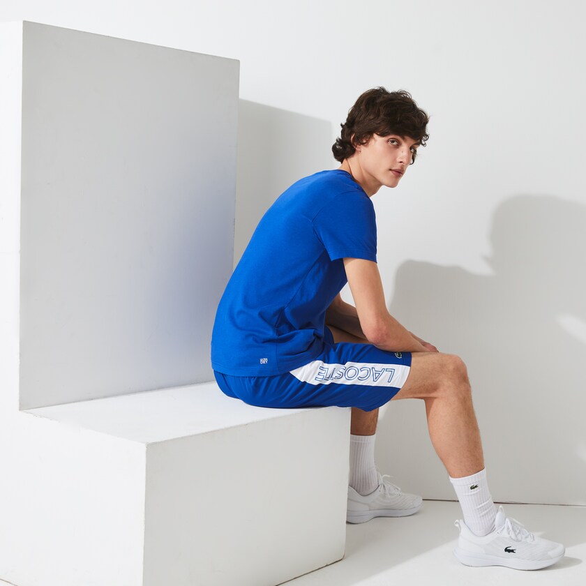 Camiseta Lacoste Masculino Azuis Pretas SPORT 3D Print Crocodile Breathable Jersey BE7-98469U4