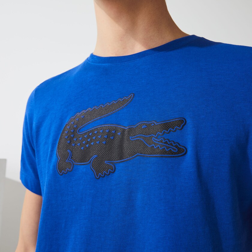 Camiseta Lacoste Masculino Azuis Pretas SPORT 3D Print Crocodile Breathable Jersey BE7-98469U4