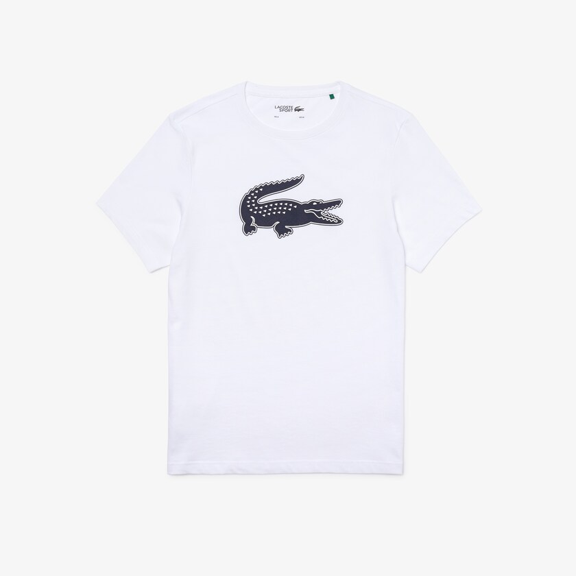 Camiseta Lacoste Masculino Branco Azul Marinho Azuis SPORT 3D Print Crocodile Breathable Jersey UE0-41994I9