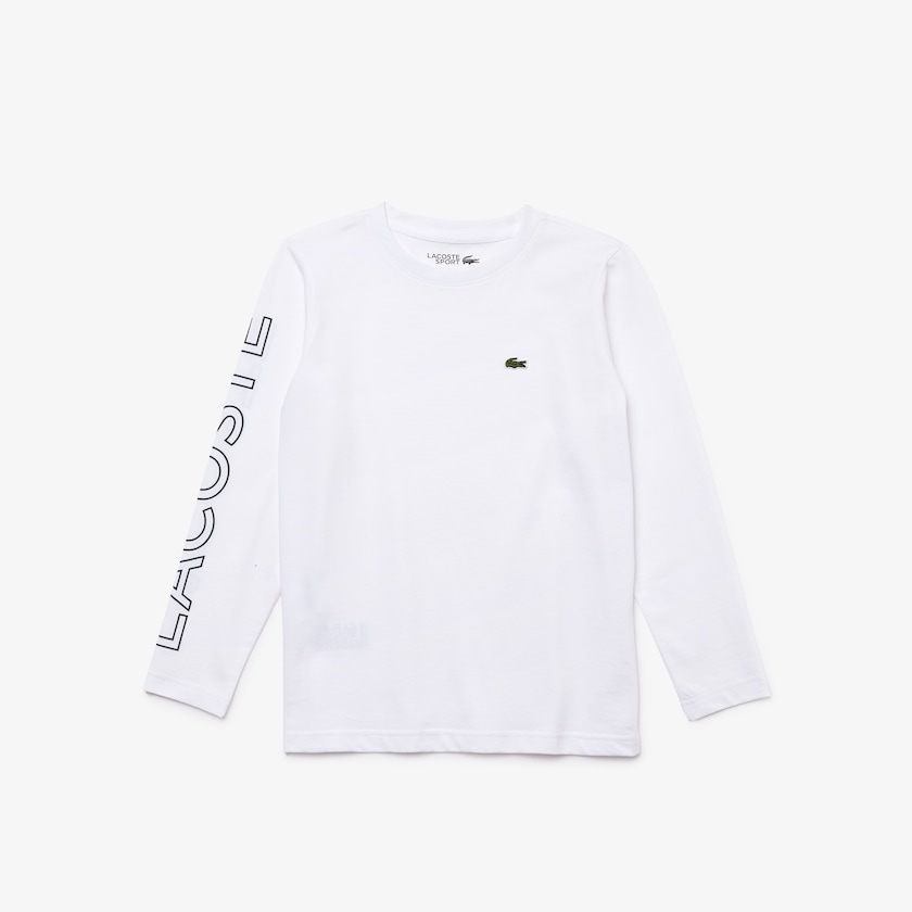 Camiseta Lacoste Criança Branco Azul Marinho Azuis SPORT Breathable Cotton RG4-24432Q7