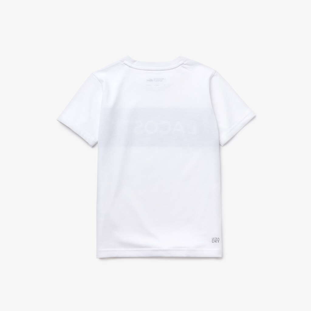 Camiseta Lacoste Criança Branco Azul Marinho Azuis SPORT Lettering Cotton Jersey XU3-45364N2