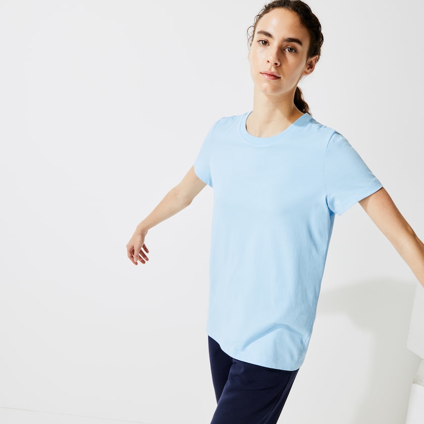 Camiseta Lacoste Feminino Azuis SPORT Logo Print Organic Cotton Tennis PZ6-25882Z7