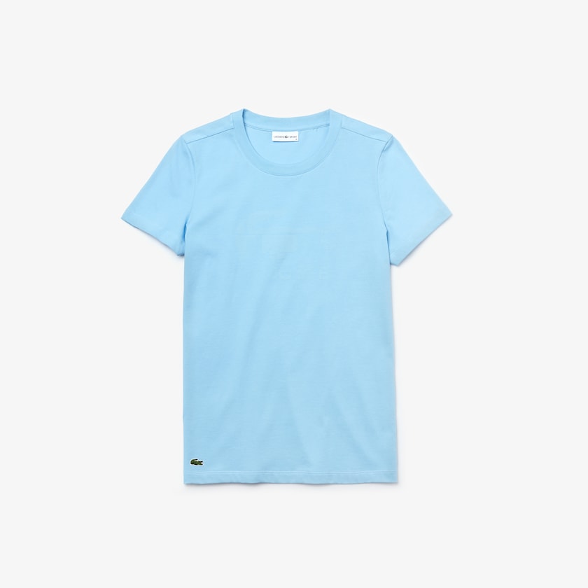 Camiseta Lacoste Feminino Azuis SPORT Logo Print Organic Cotton Tennis PZ6-25882Z7