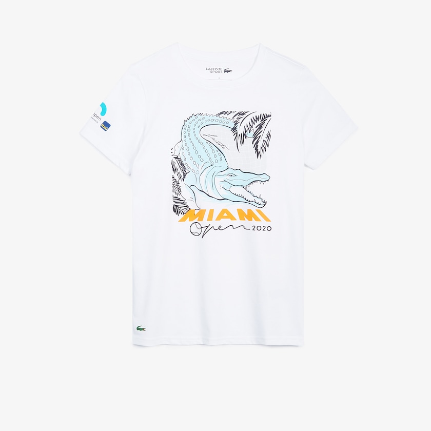 Camiseta Lacoste Feminino Branco SPORT Miami Open Crocodile Print HF4-99689M6