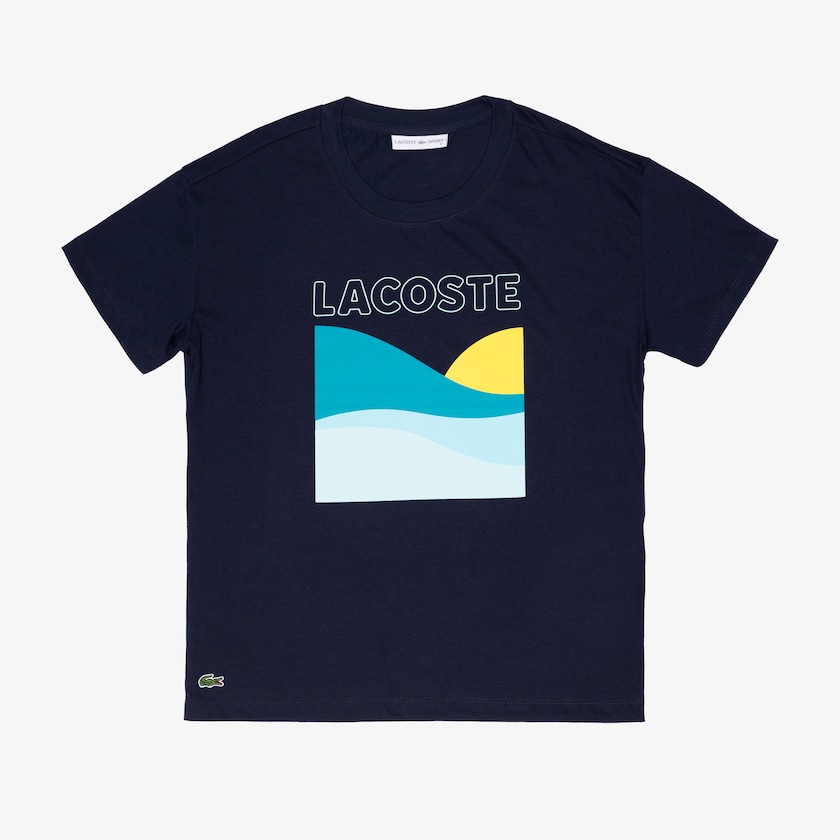 Camiseta Lacoste Feminino Azul Marinho Azuis Branco SPORT Printed Tennis EM1-94939R9