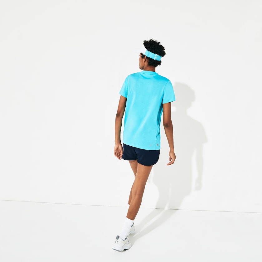 Camiseta Lacoste Feminino Turquesa Branco Verdes SPORT Roland Garros Logo BJ4-09880D2
