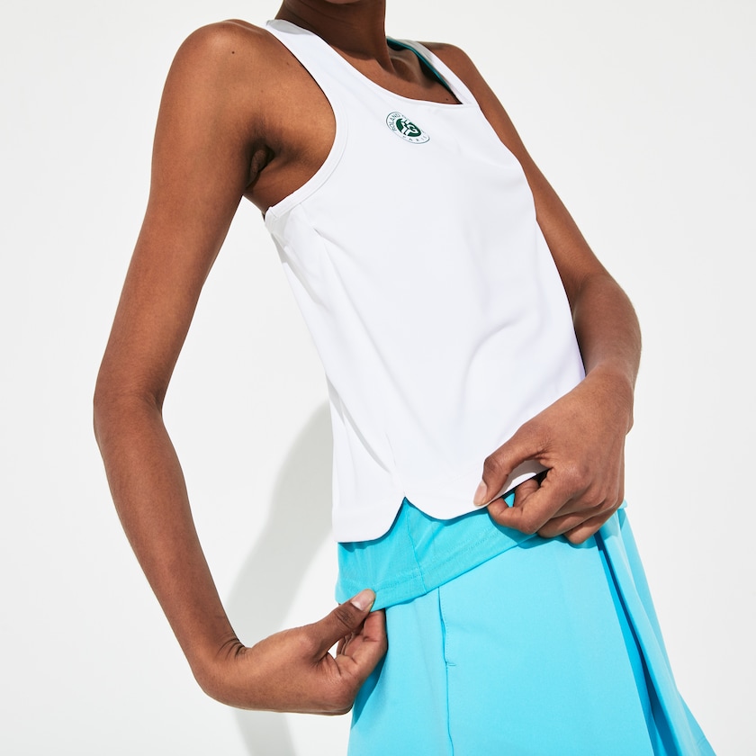 Camiseta Lacoste Feminino Branco Turquesa Verdes SPORT Roland Garros Performance Tank Top ZS1-17361F3