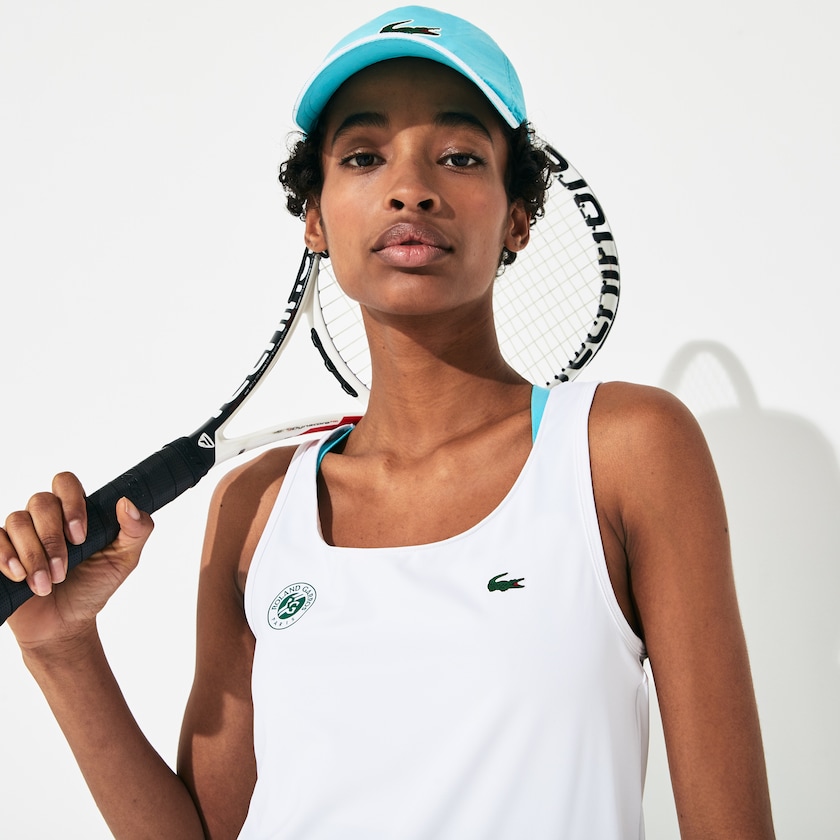 Camiseta Lacoste Feminino Branco Turquesa Verdes SPORT Roland Garros Performance Tank Top ZS1-17361F3