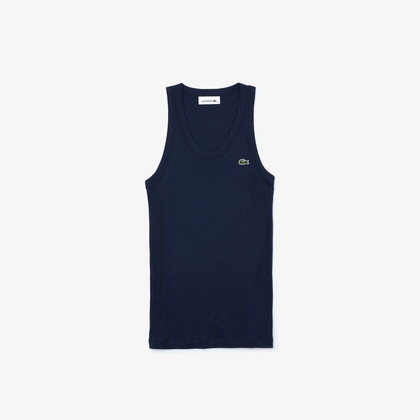 Camiseta Lacoste Feminino Azul Marinho Azuis Sleeveless Scoopneck Top HG1-90989Y3