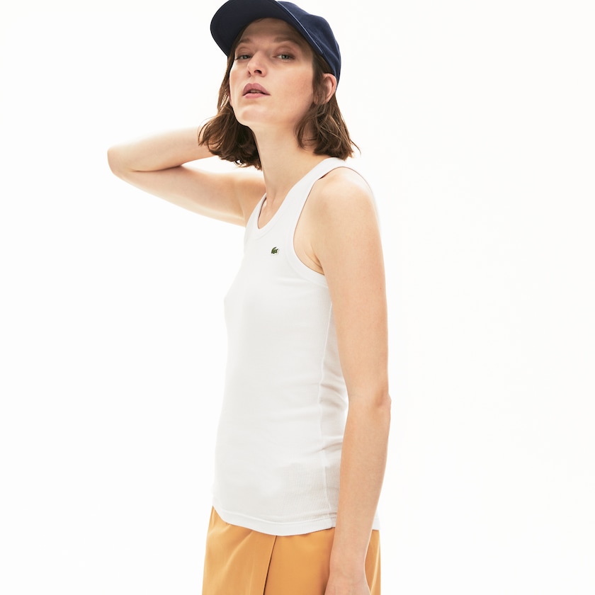 Camiseta Lacoste Feminino Branco Sleeveless Scoopneck Top CW2-21122Q0