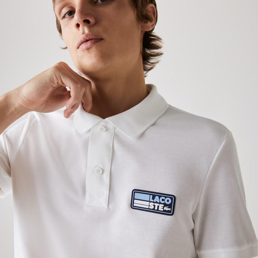 Camiseta Lacoste Masculino Branco Slim Fit Solid Cotton Piqué Polo With Badge QR1-45334Z4