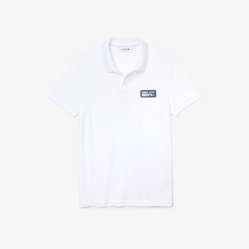 Camiseta Lacoste Masculino Branco Slim Fit Solid Cotton Piqué Polo With Badge QR1-45334Z4