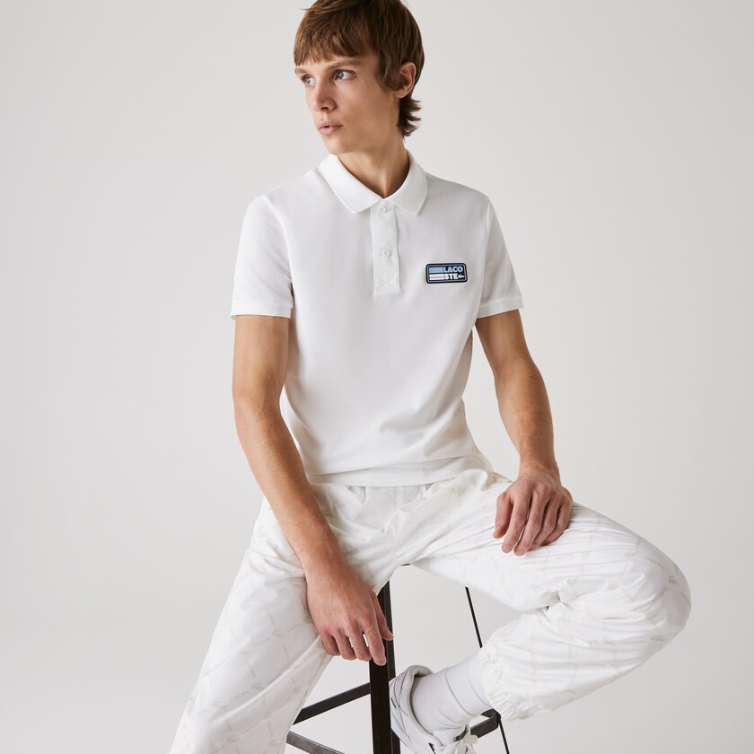 Camiseta Lacoste Masculino Branco Slim Fit Solid Cotton Piqué Polo With Badge QR1-45334Z4