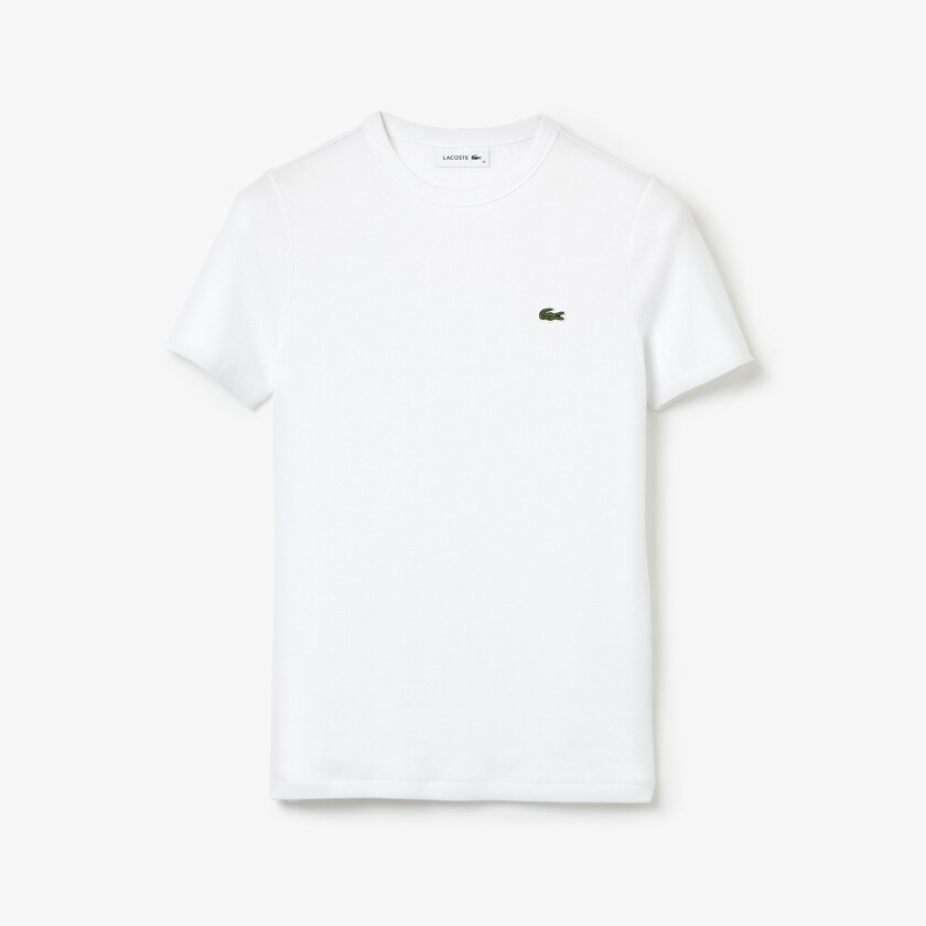 Camiseta Lacoste Feminino Branco Soft Cotton Crew Neck DQ5-03730W4