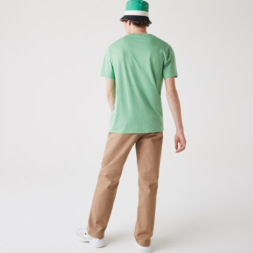 Camiseta Lacoste Masculino Verdes V-neck Pima Cotton Jersey DG3-50835Y1