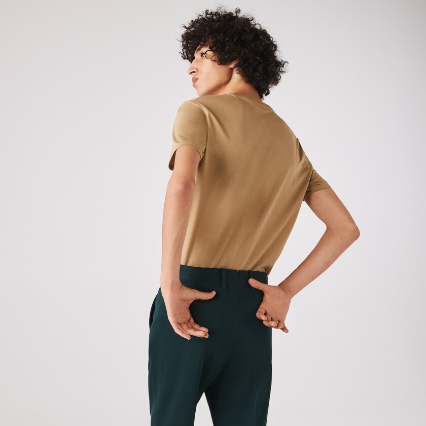 Camiseta Lacoste Masculino Bege V-neck Pima Cotton Jersey FO8-95869F7