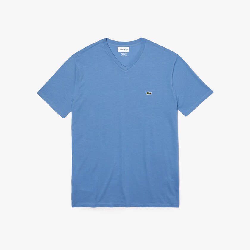 Camiseta Lacoste Masculino Azuis V-neck Pima Cotton Jersey TH9-43444Y6