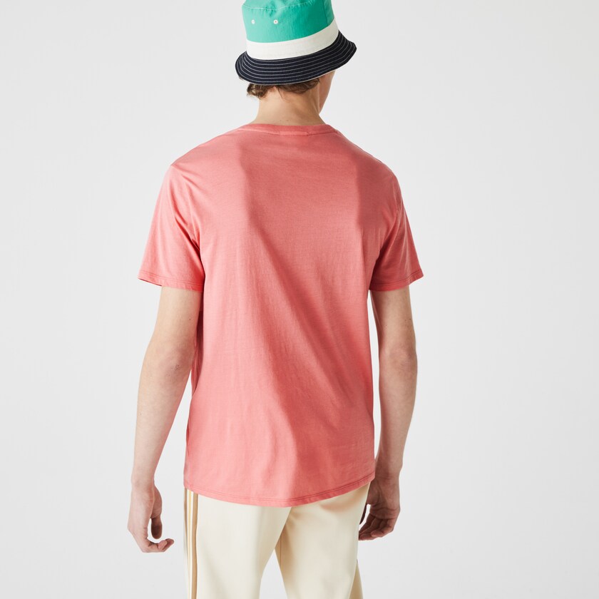 Camiseta Lacoste Masculino Rosa V-neck Pima Cotton Jersey LT0-31263H9