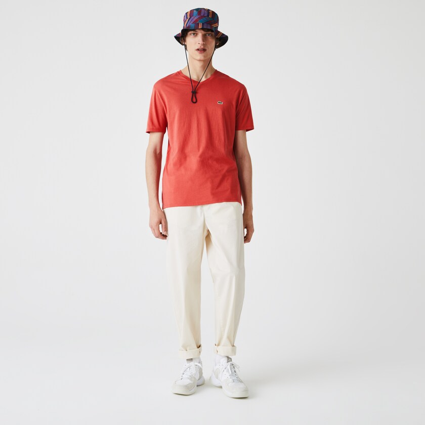 Camiseta Lacoste Masculino Vermelhas V-neck Pima Cotton Jersey JV2-17241O3
