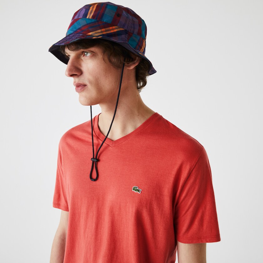 Camiseta Lacoste Masculino Vermelhas V-neck Pima Cotton Jersey JV2-17241O3