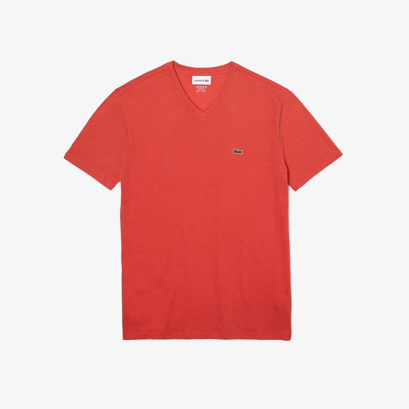 Camiseta Lacoste Masculino Vermelhas V-neck Pima Cotton Jersey JV2-17241O3