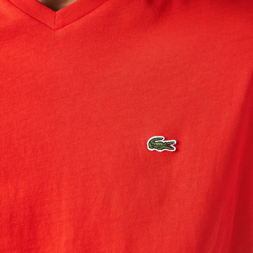 Camiseta Lacoste Masculino Vermelhas V-neck Pima Cotton Jersey LR5-39053V1