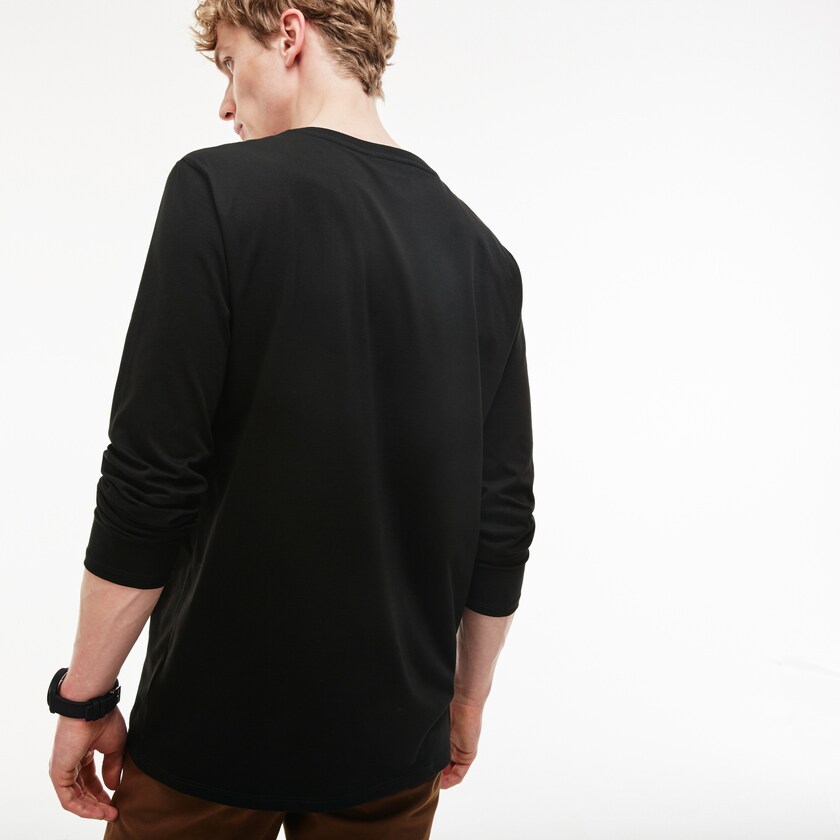 Camiseta Lacoste Masculino Pretas V-neck Soft Cotton FH3-69906L0