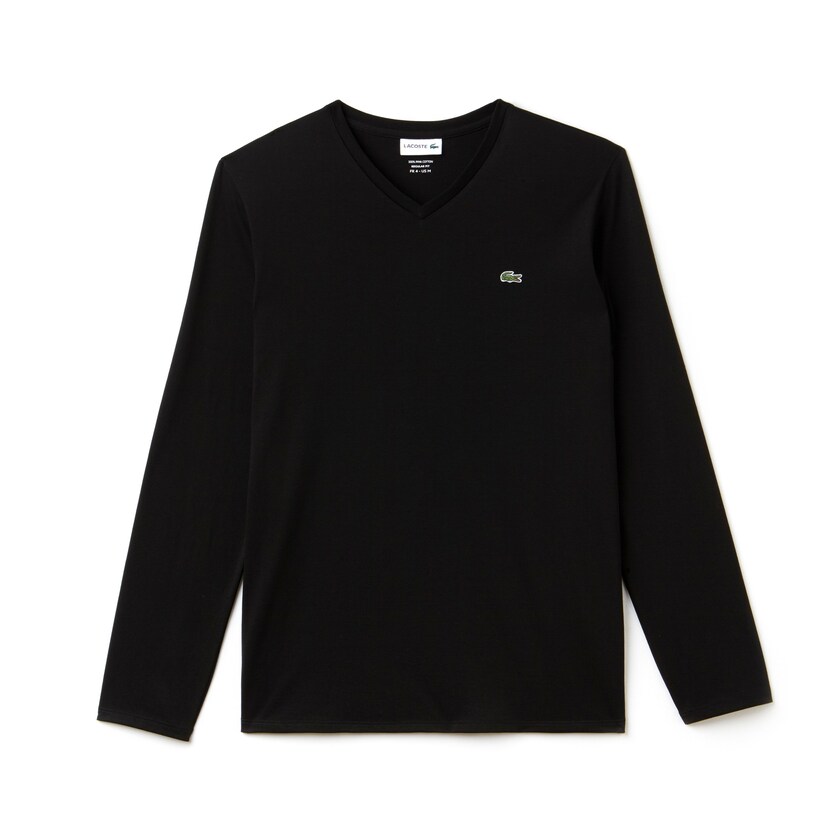 Camiseta Lacoste Masculino Pretas V-neck Soft Cotton FH3-69906L0