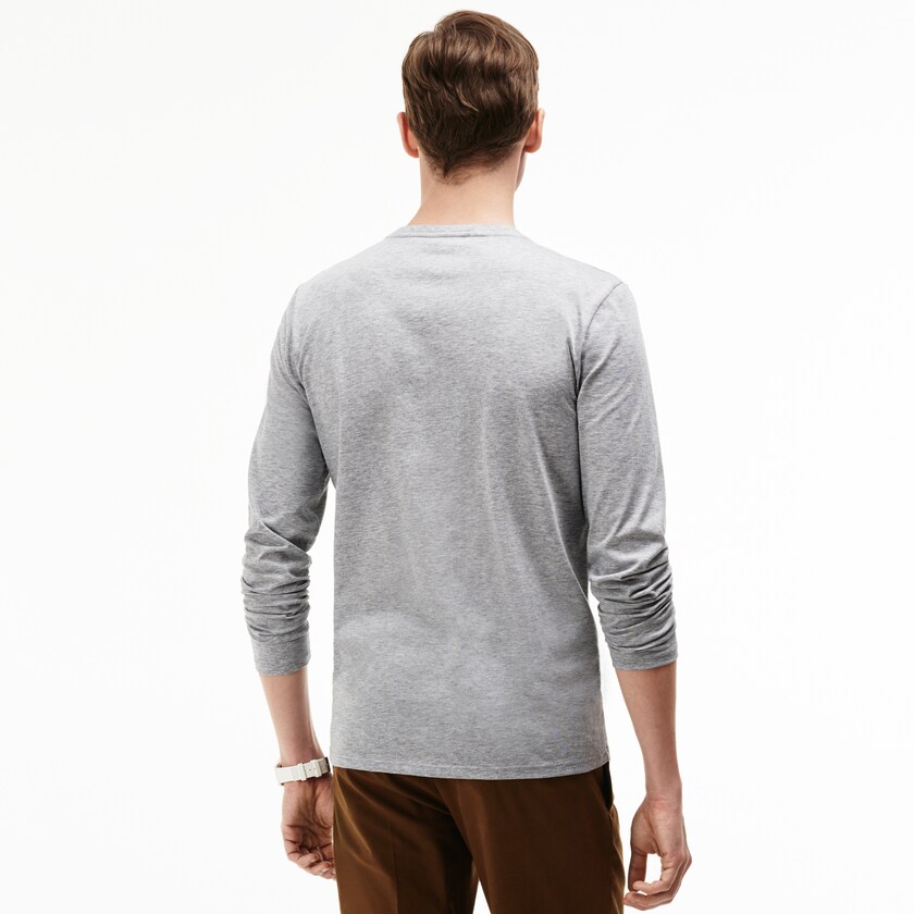 Camiseta Lacoste Masculino Cinzentas V-neck Soft Cotton VH8-72007U0