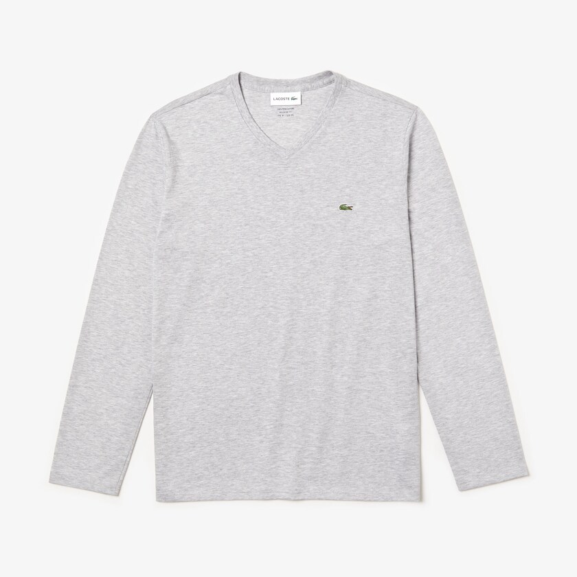 Camiseta Lacoste Masculino Cinzentas V-neck Soft Cotton VH8-72007U0
