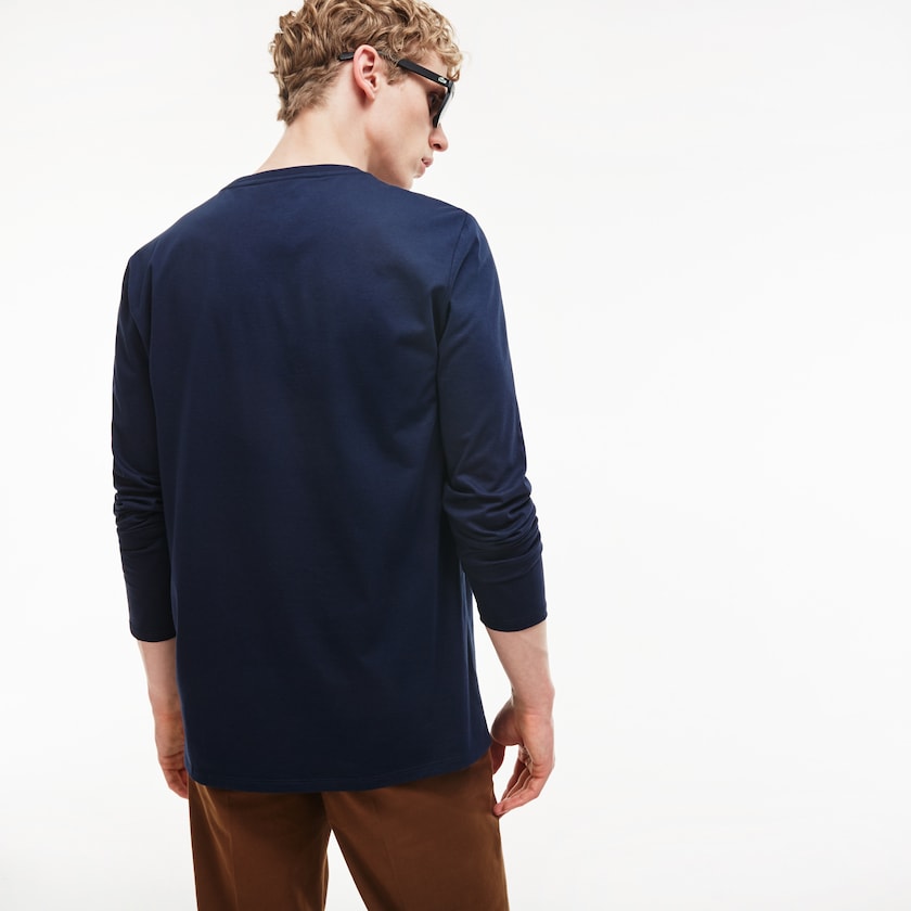 Camiseta Lacoste Masculino Azul Marinho Azuis V-neck Soft Cotton AP9-23202H9