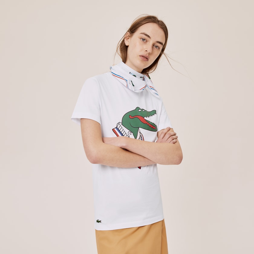 Camiseta Lacoste Feminino Branco Vermelhas x Jean-Michel Tixier Graphic HN7-25912Z8