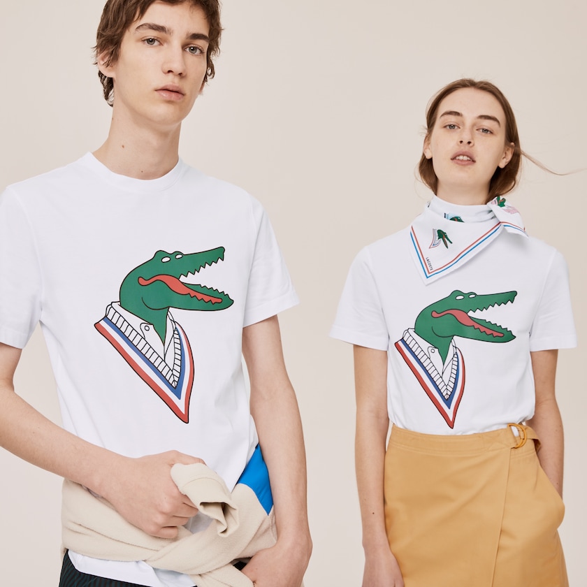 Camiseta Lacoste Feminino Branco Vermelhas x Jean-Michel Tixier Graphic HN7-25912Z8