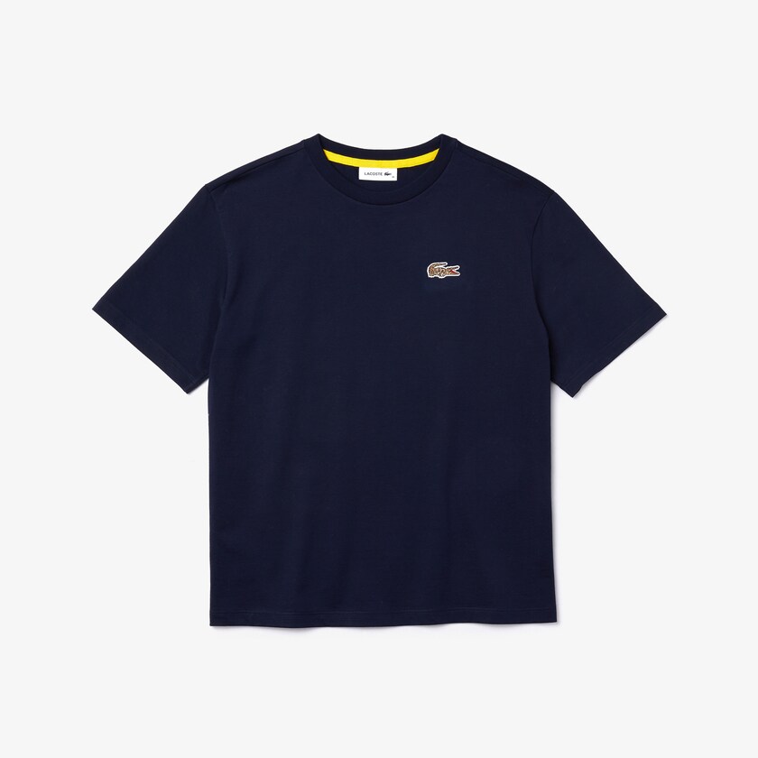 Camiseta Lacoste Feminino Azul Marinho Azuis Branco x National Geographic Cotton ZJ3-52065U0