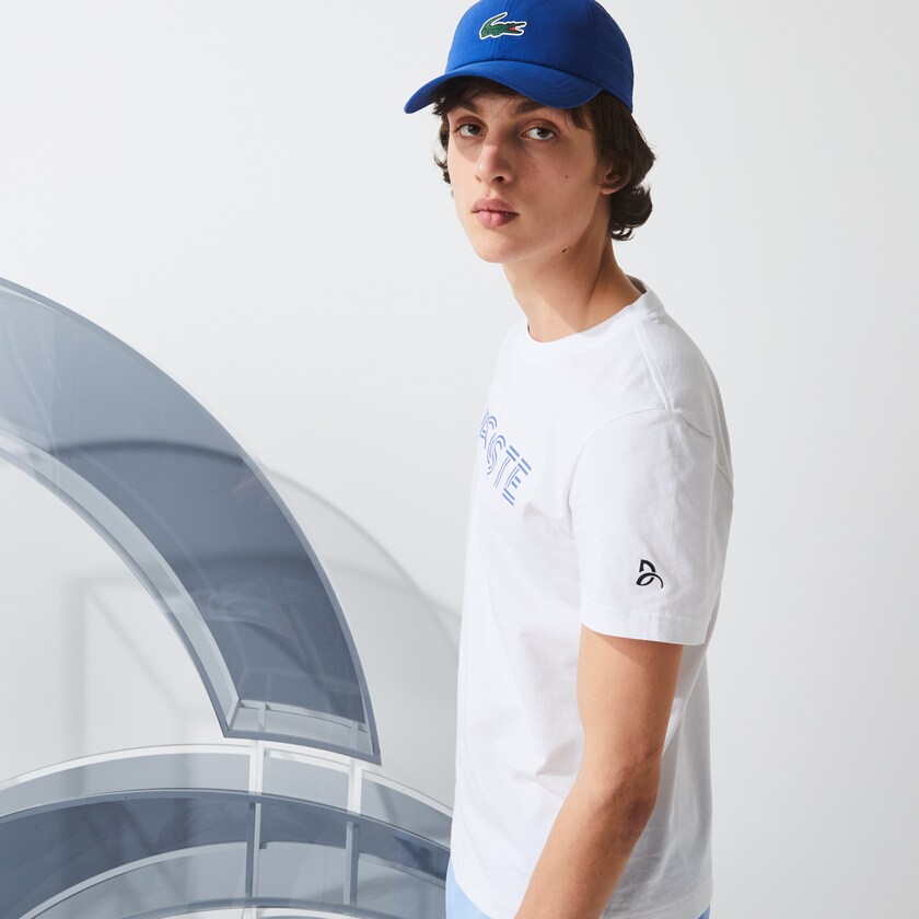 Camiseta Lacoste Masculino Branco Azuis x Novak Djokovix Sport KF5-96459I2
