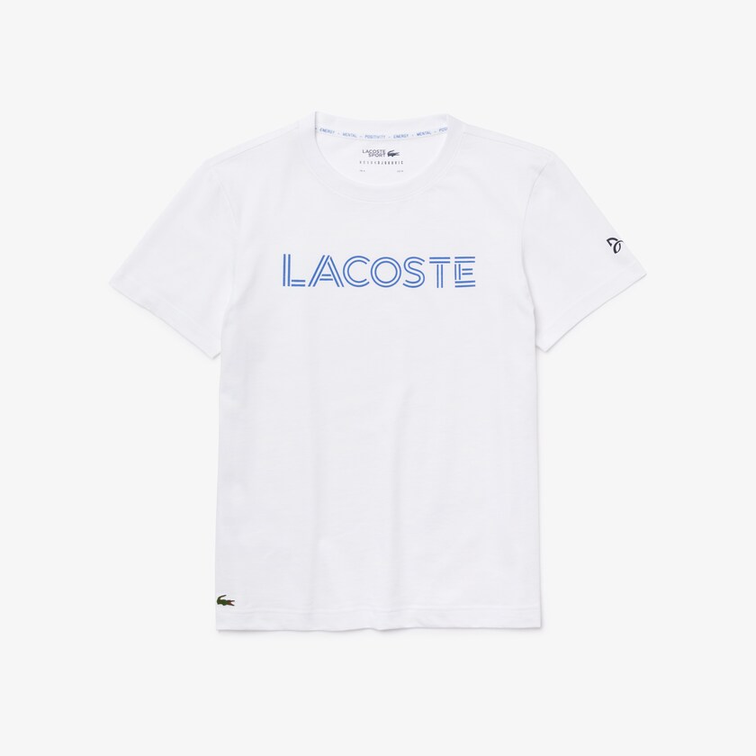 Camiseta Lacoste Masculino Branco Azuis x Novak Djokovix Sport KF5-96459I2