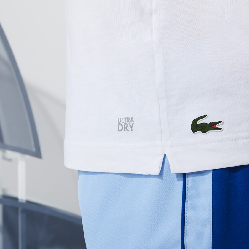 Camiseta Lacoste Masculino Branco Azuis x Novak Djokovix Sport KF5-96459I2