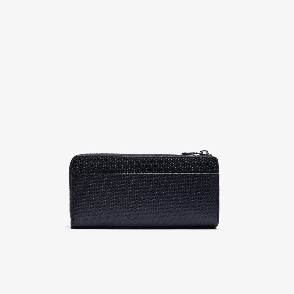 Carteiras Lacoste Feminino Pretas Chantaco Branded Piqué Leather Zip GJ9-68746D4