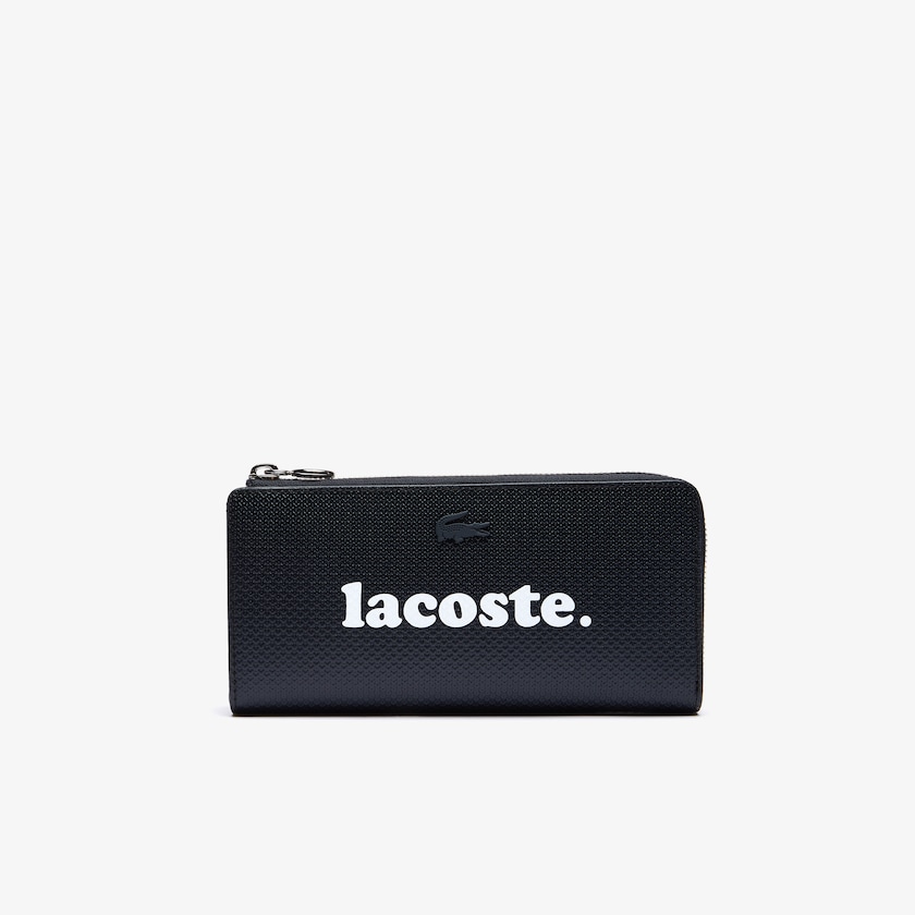 Carteiras Lacoste Feminino Pretas Chantaco Branded Piqué Leather Zip GJ9-68746D4