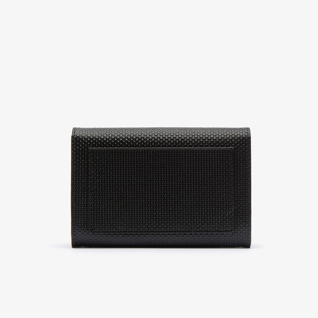 Carteiras Lacoste Feminino Pretas Chantaco Matte Piqué Leather Snap Flap DS5-31823X7