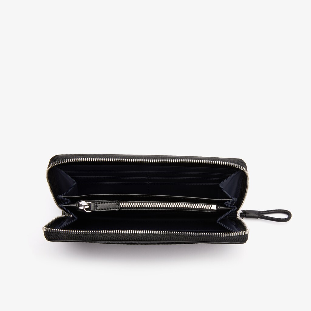 Carteiras Lacoste Feminino Pretas Chantaco Matte Piqué Leather Zip OH5-06210F6