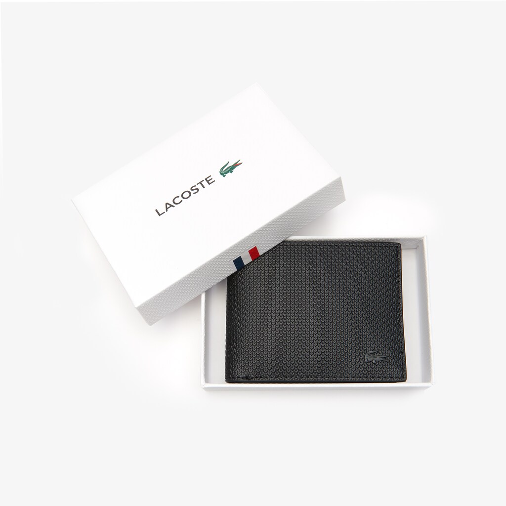Carteiras Lacoste Masculino Pretas Chantaco Piqué Leather 3 Card FZ5-25252X7