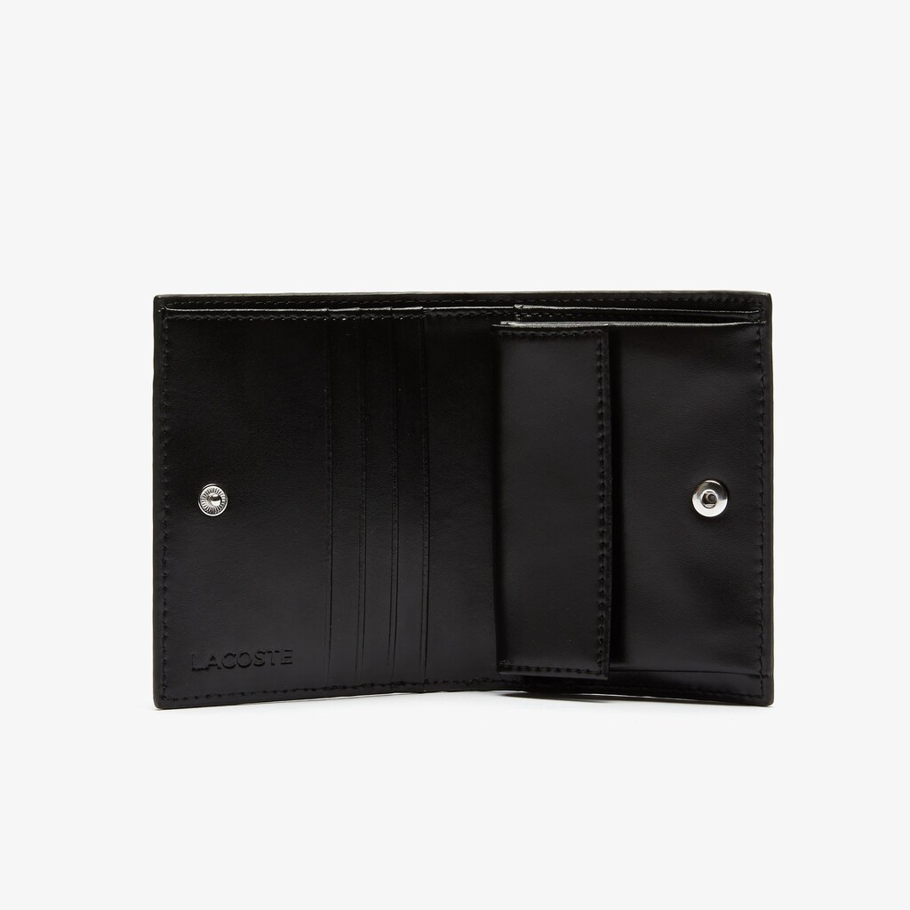 Carteiras Lacoste Feminino Pretas Chantaco Small Piqué Leather Snap YW7-62816I0
