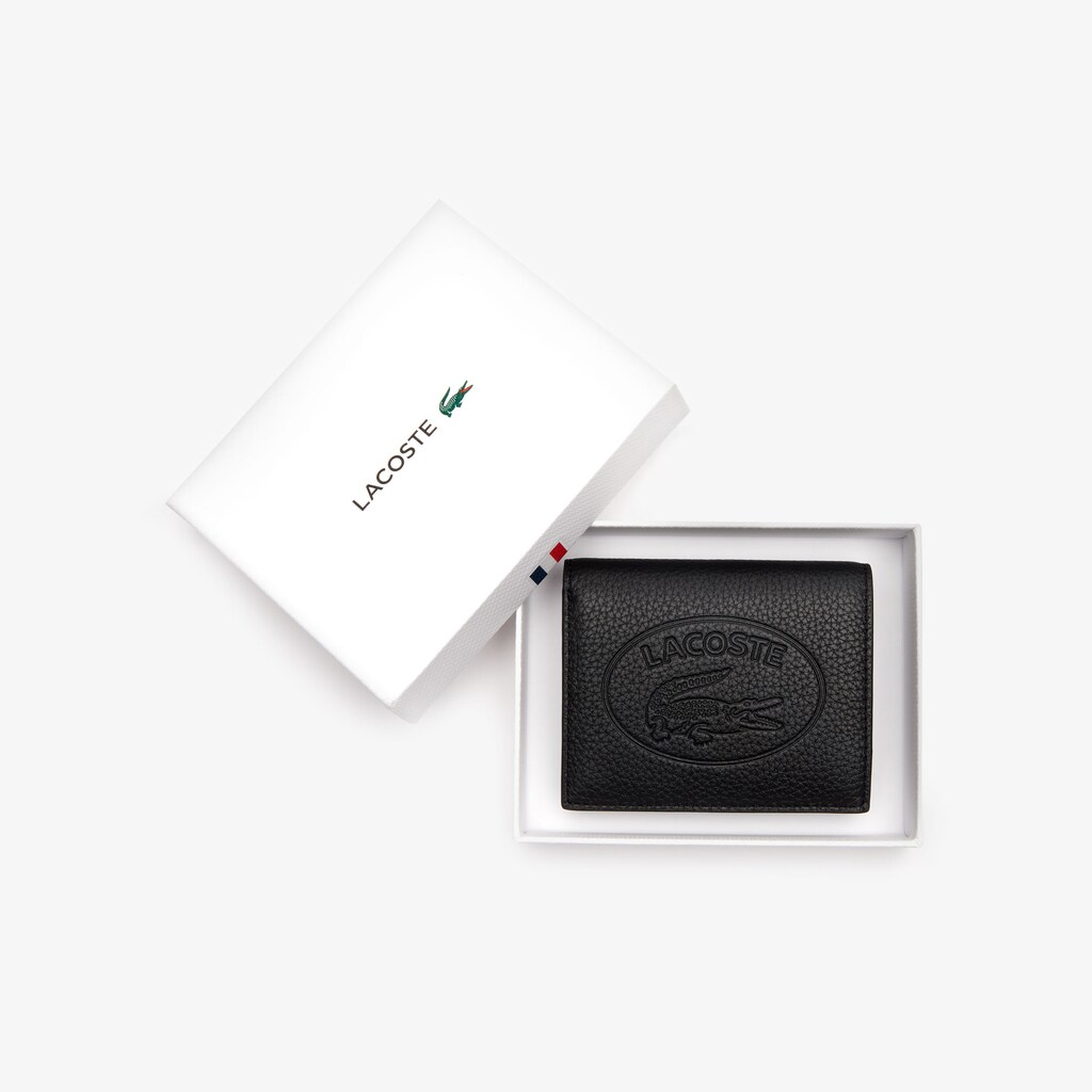 Carteiras Lacoste Feminino Pretas Croco Crew Grained Leather Snap QT9-27252N8