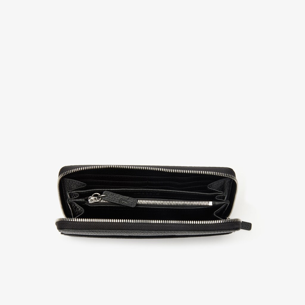 Carteiras Lacoste Feminino Pretas Croco Crew Grained Leather Zip XM6-38113U5