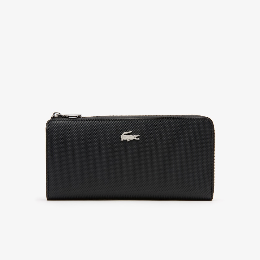 Carteiras Lacoste Feminino Pretas Daily Classic Coated Piqué Canvas 10 Card Zip LU4-29622X4