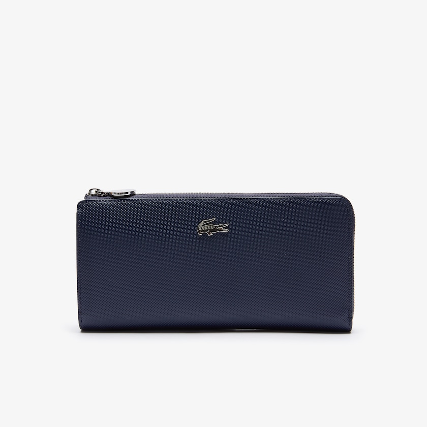 Carteiras Lacoste Feminino Azul Marinho Daily Classic Coated Piqué Canvas 10 Card Zip AF7-37963U4