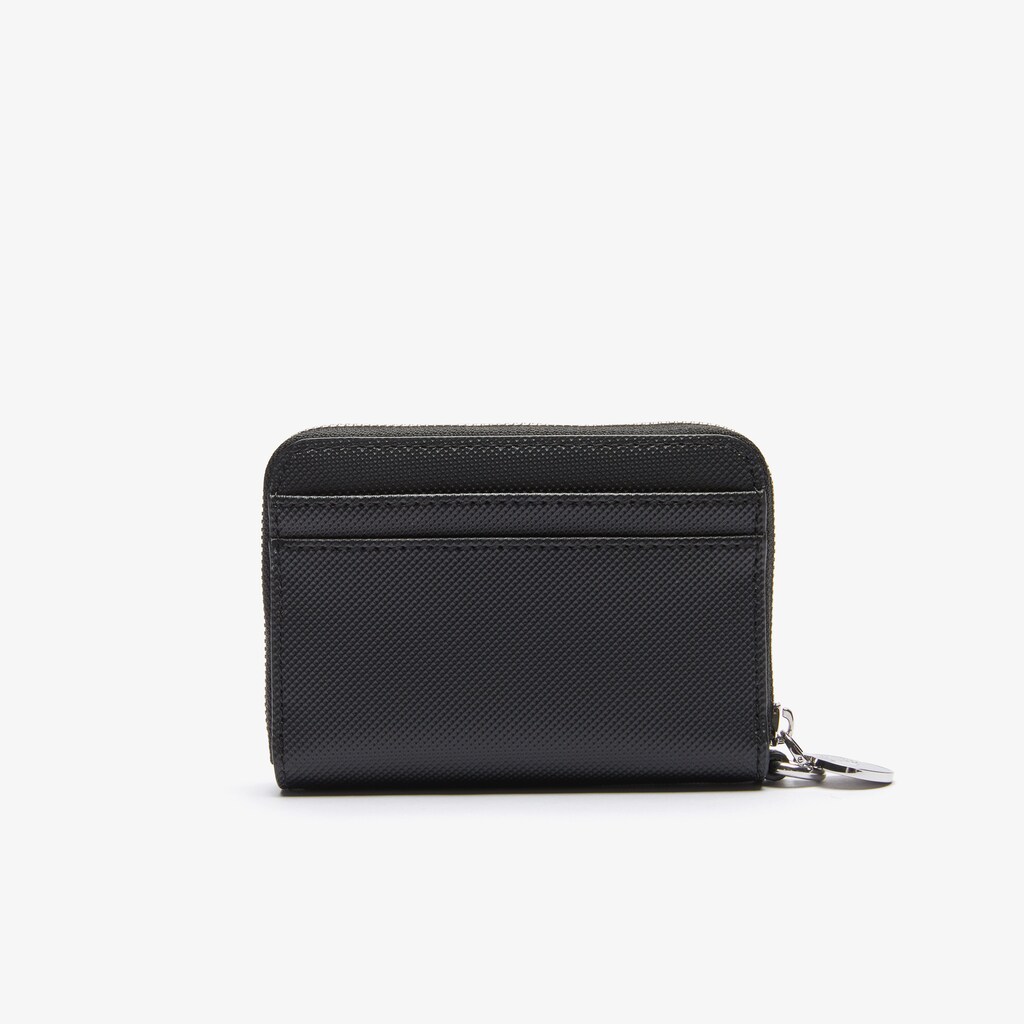 Carteiras Lacoste Feminino Pretas Daily Classic Small Coated Piqué Canvas Zip CM6-12841F0