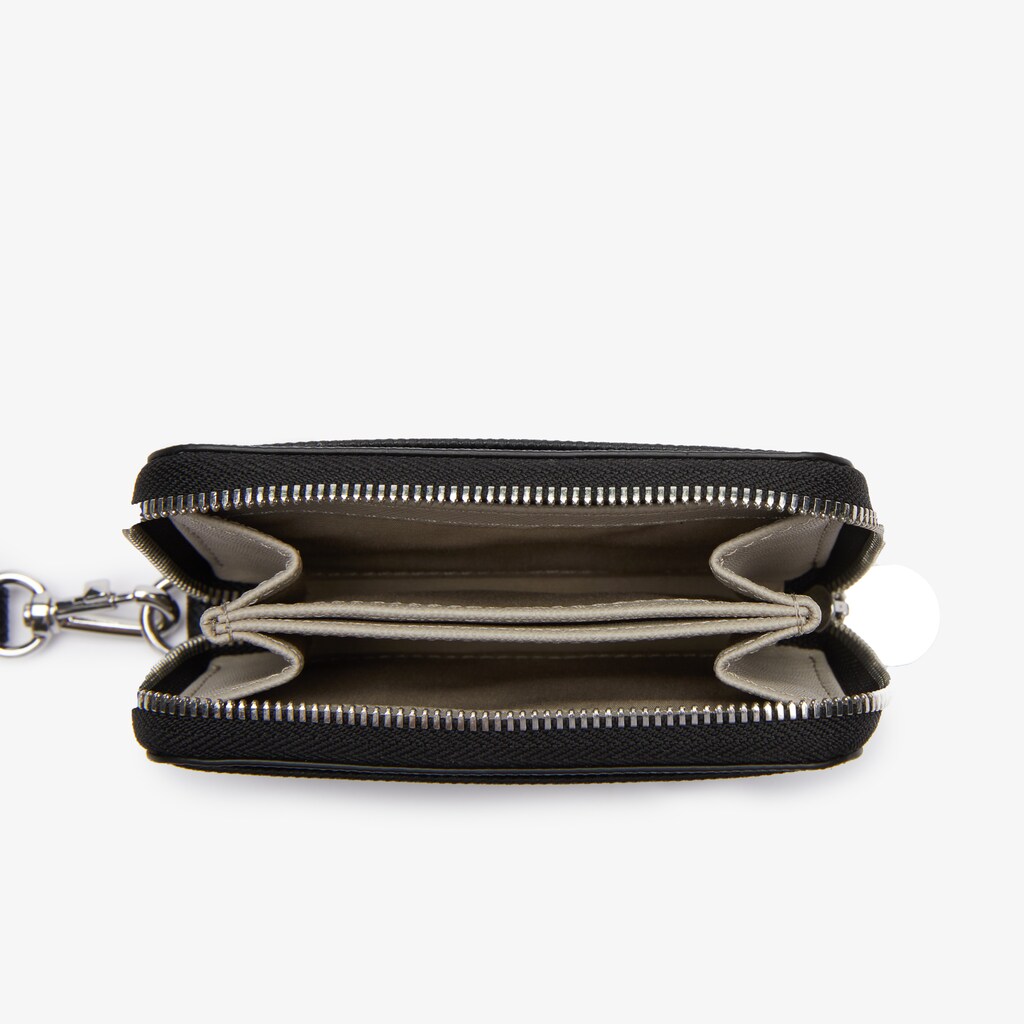 Carteiras Lacoste Feminino Pretas Daily Classic Small Coated Piqué Canvas Zip CM6-12841F0